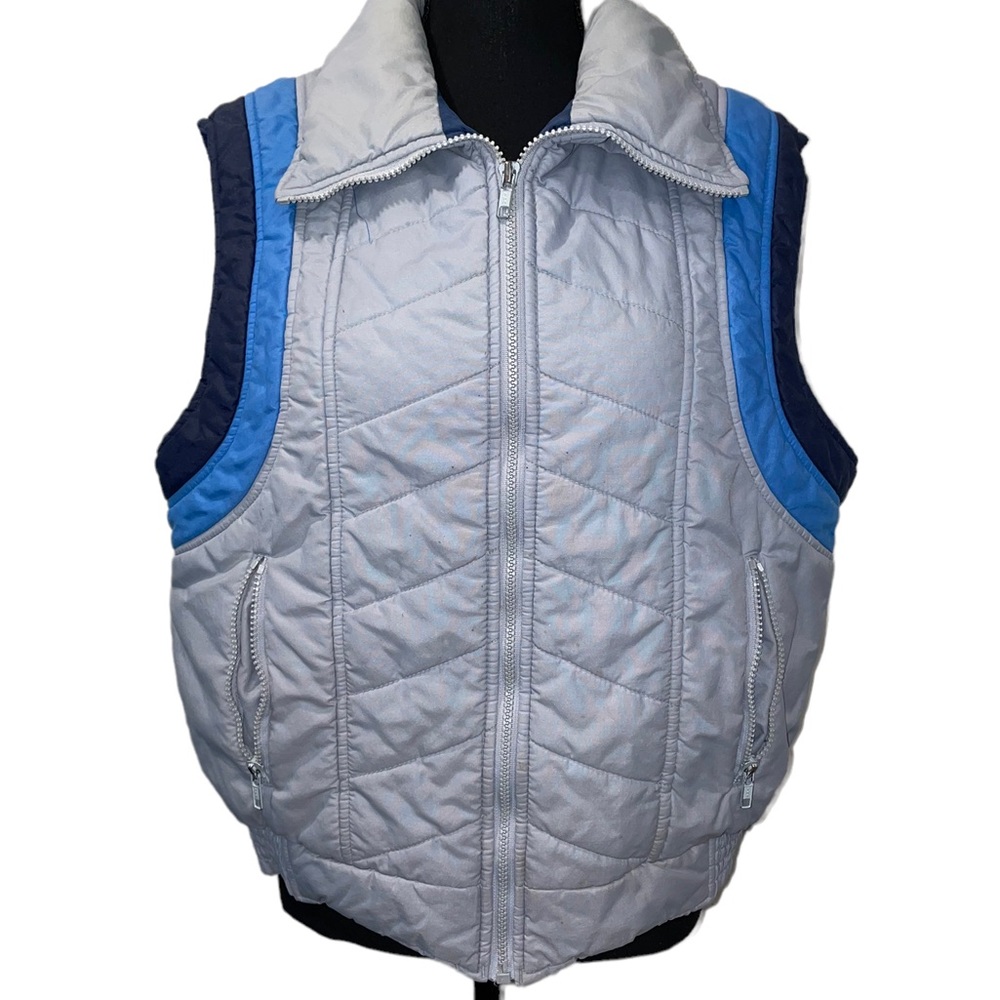 Vintage Silton California Blue 70" Blue Gray‎ Mens Puffer jacket Vest sz Large